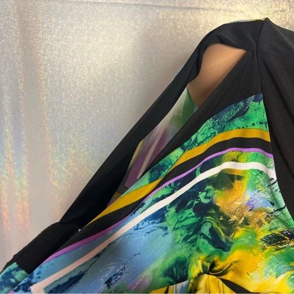 Entry blouse tie at waist one shoulder bay wing belted open shoulder floral top - Picture 13 of 13